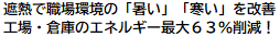 遮熱で職場環境の「暑い」「寒い」を改善。工場・倉庫のエネルギー最大63%削減！